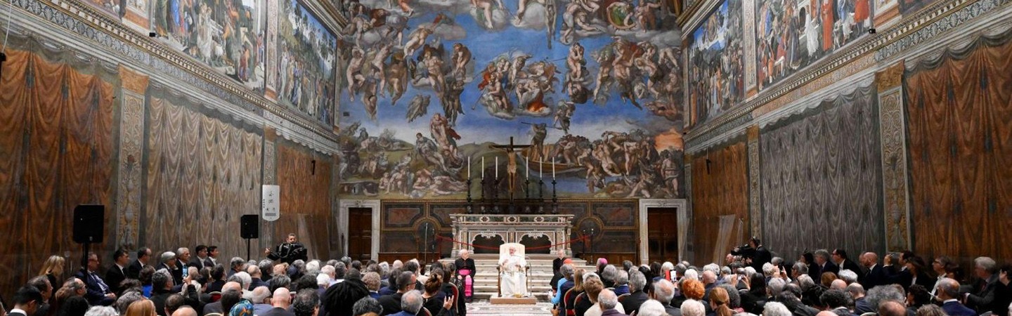 Papa Francesco incontra gli artisti in Cappella Sistina