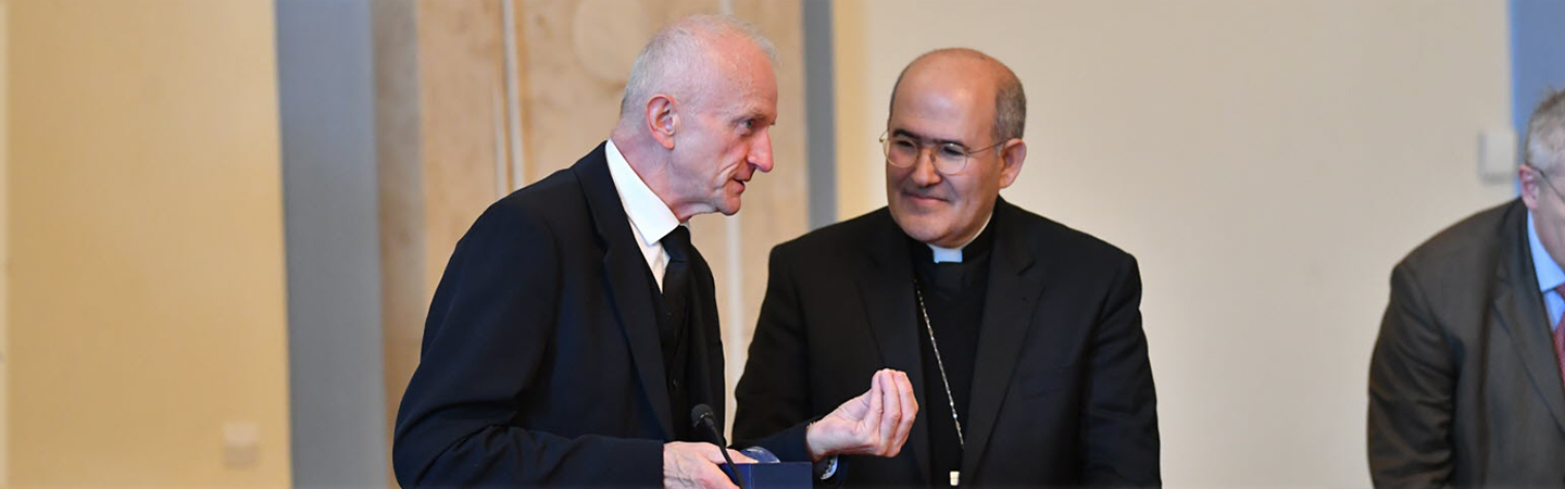 Michel Deneken, presidente dell’Università de Strasburgo con il Cardinale Prefetto del Dicastero per la Cultura e l’Educazione (@ DNA Franck Kobi)